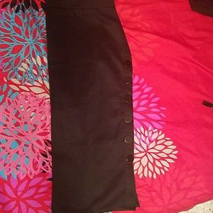 Classic Black Button Pencil Skirt NWOT